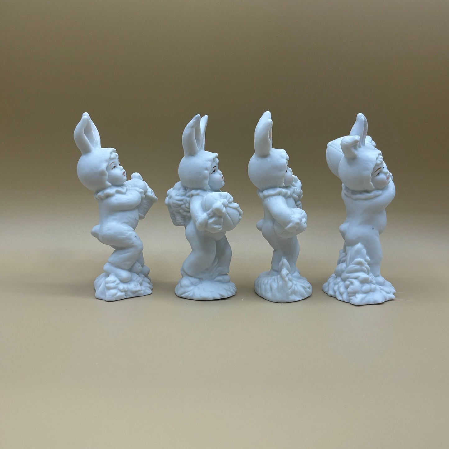 VTG Set of 4 White Porcelain Easter Bunny Figurines