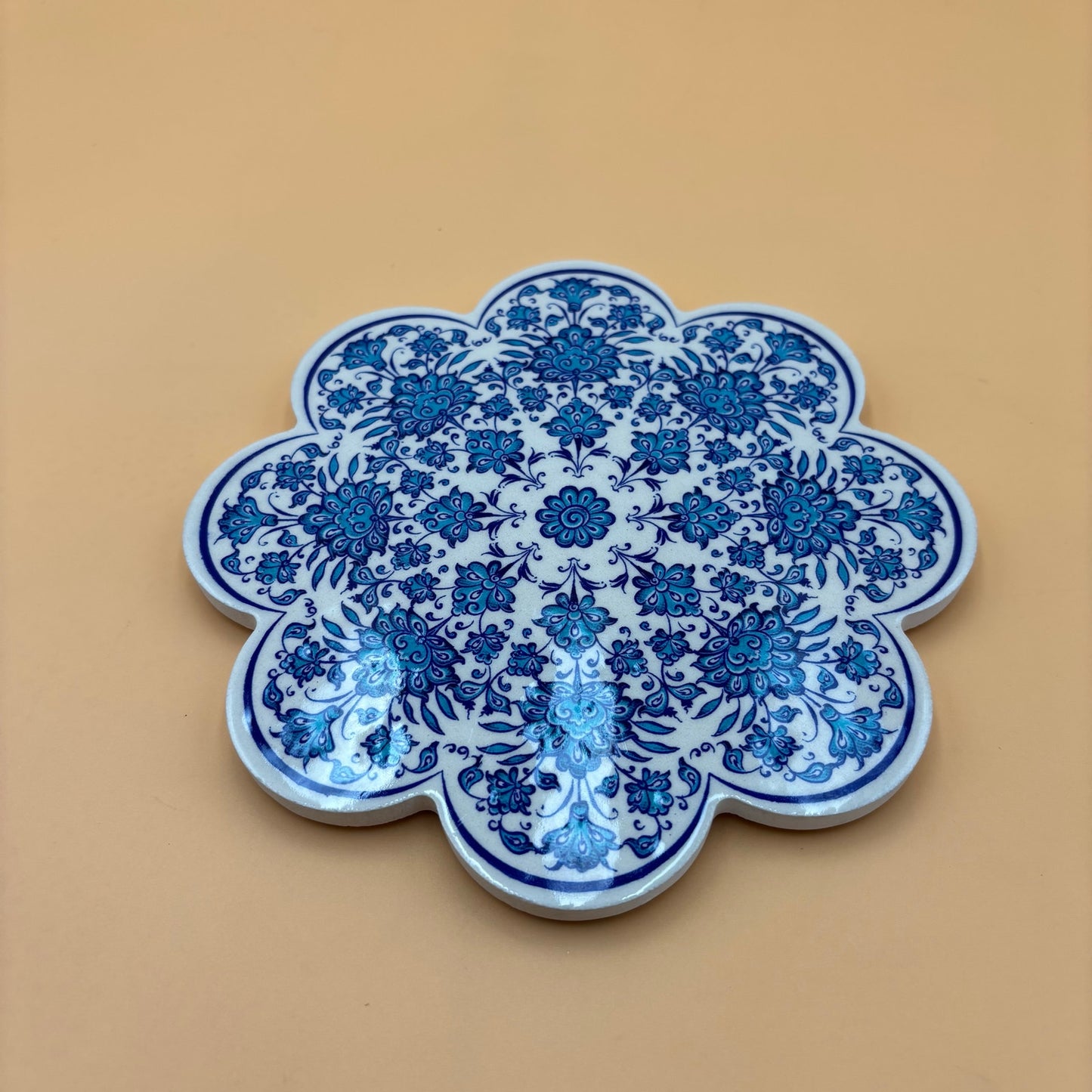 Istanbul Street Bazaar Iznik Turkish Ceramic Trivet – 7.25” Floral Tile