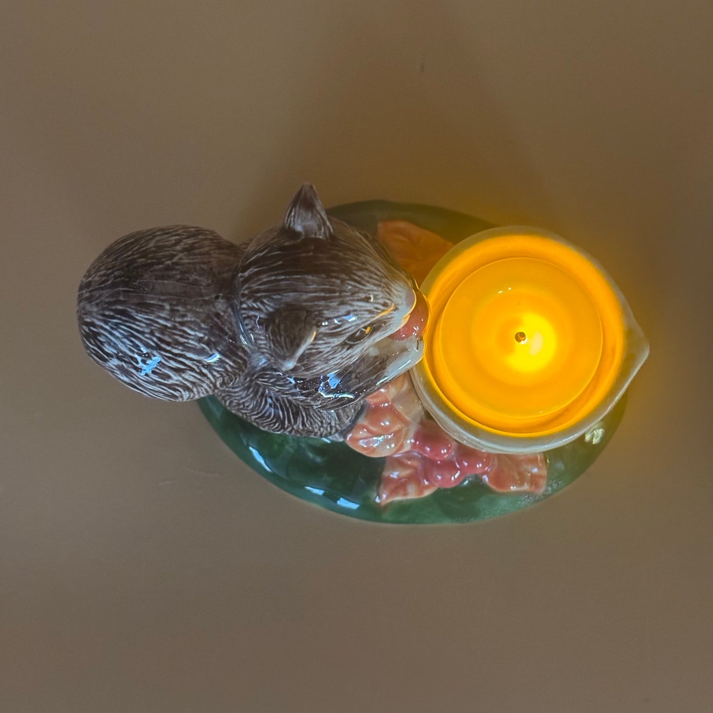 Vintage Adorable Squirrel Tealight Candle Holder