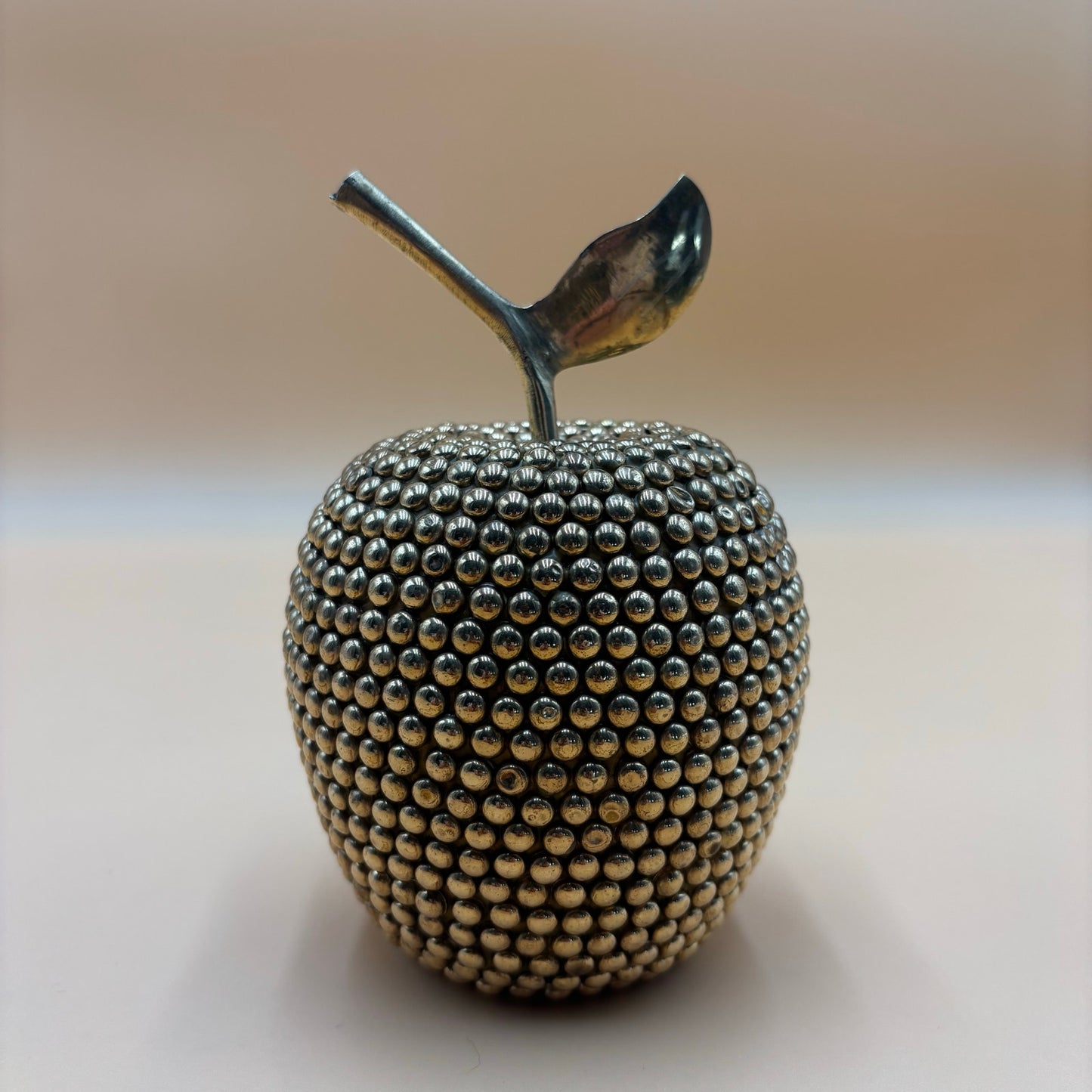 Vintage Brass Studded Apple Sculpture