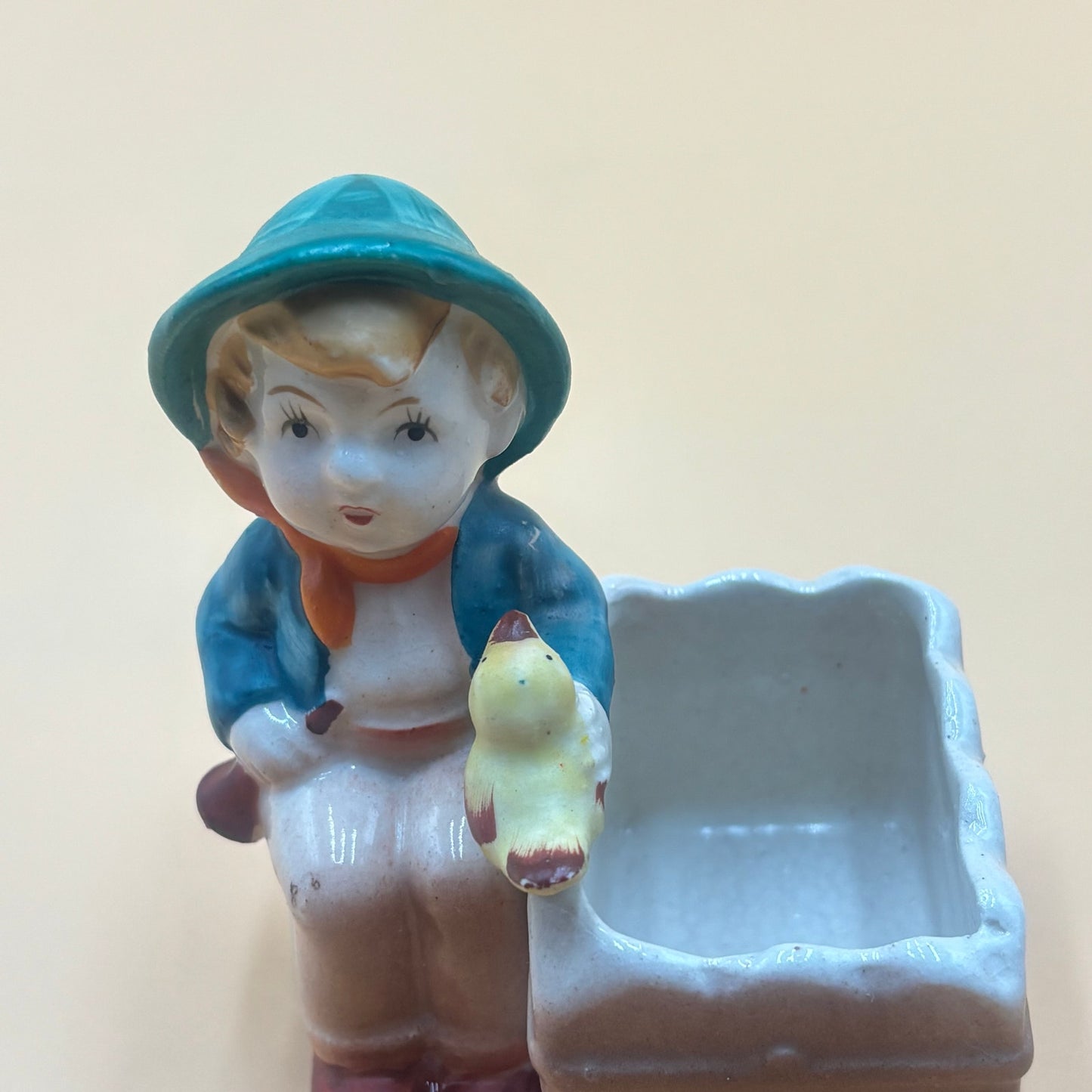 Vintage Occupied Japan Boy with Duck Planter - 1940s/50s