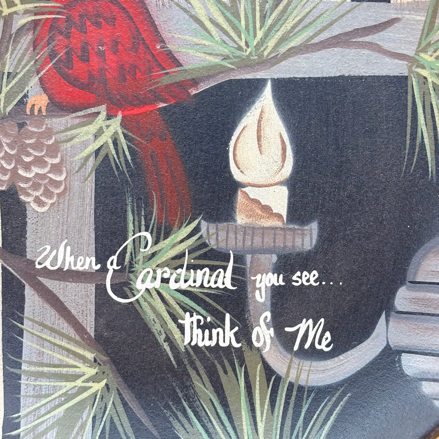 When Cardinals Appear, Think of Me – Hand-Painted Wooden Plate  11¼ in.