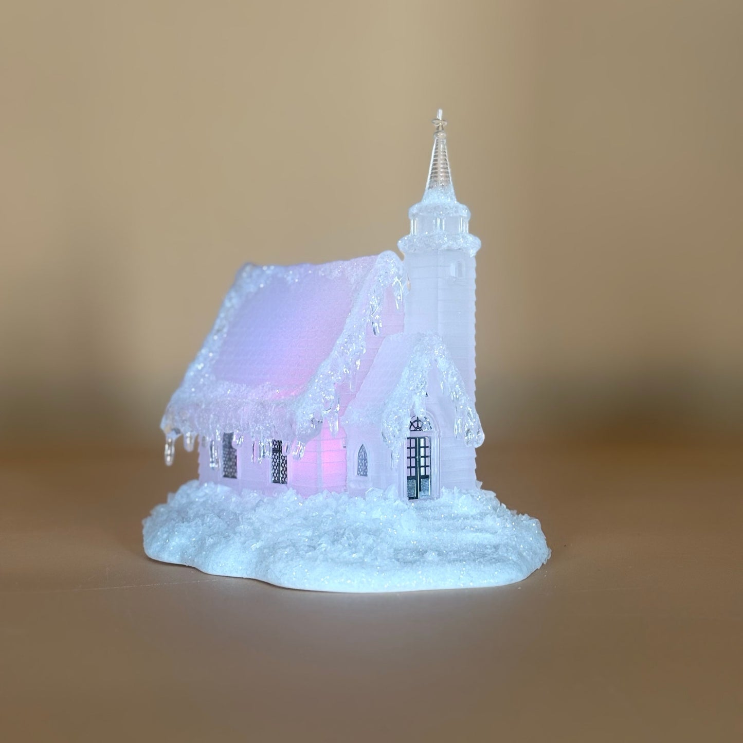 Holiday Ice Sculptures Ice Village Church – Color Changing Light-Up Christmas Décor