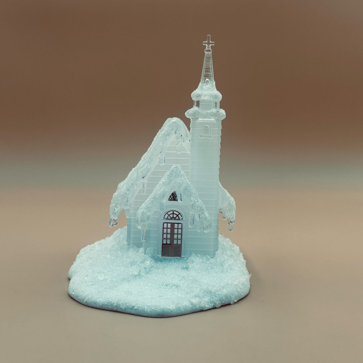 Holiday Ice Sculptures Ice Village Church – Color Changing Light-Up Christmas Décor