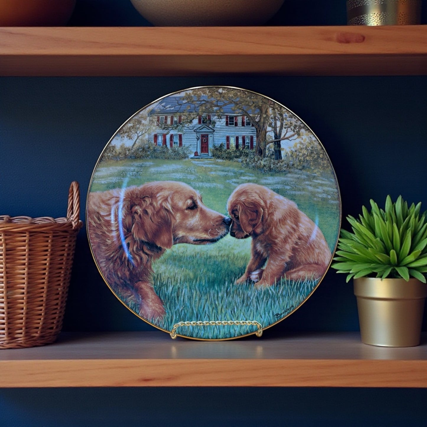 Golden Moment Collector Plate Golden Retrievers by Patricia Bourque