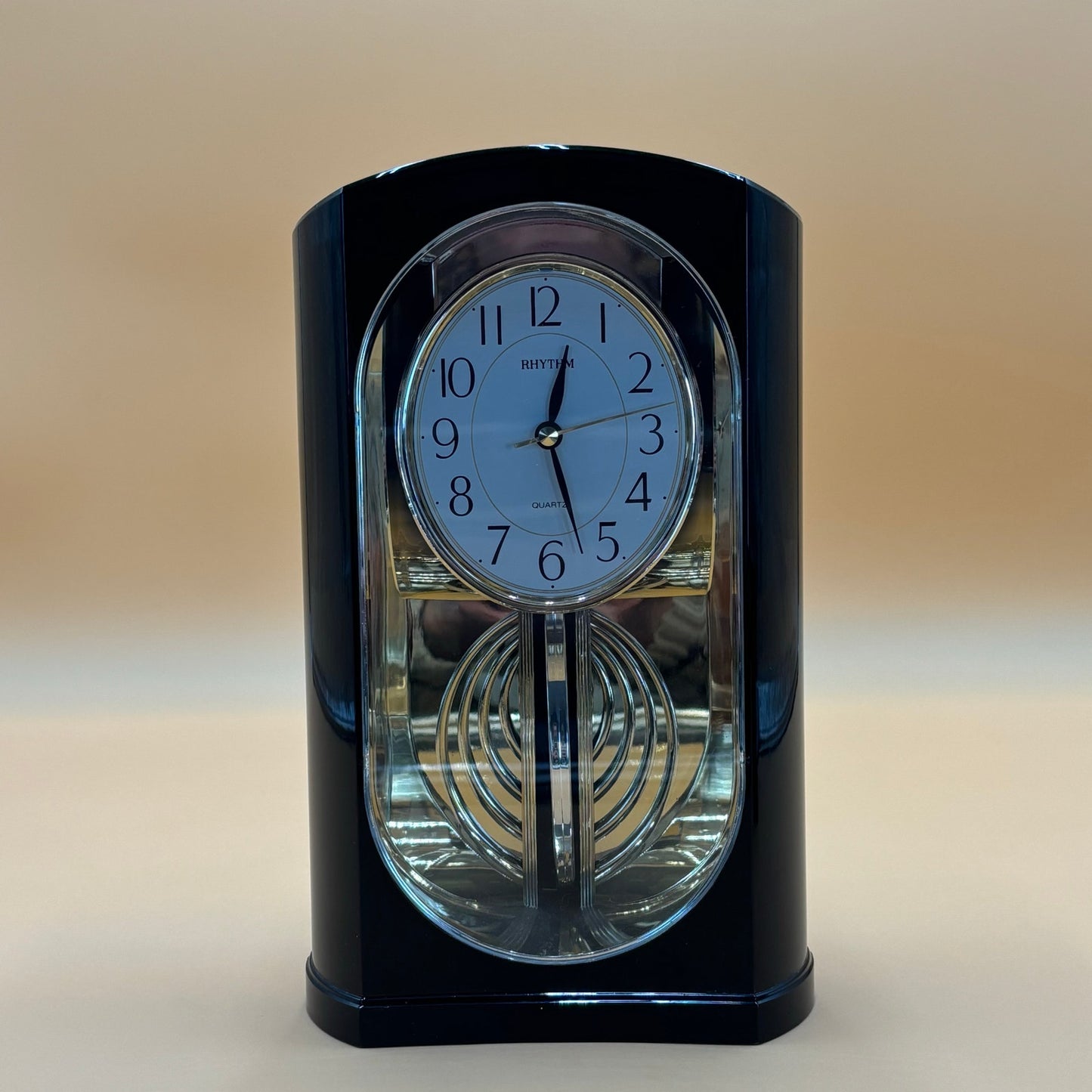 Rhythm Quartz Hypnotic Pendulum Clock - Mid-Century Modern Black & Gold