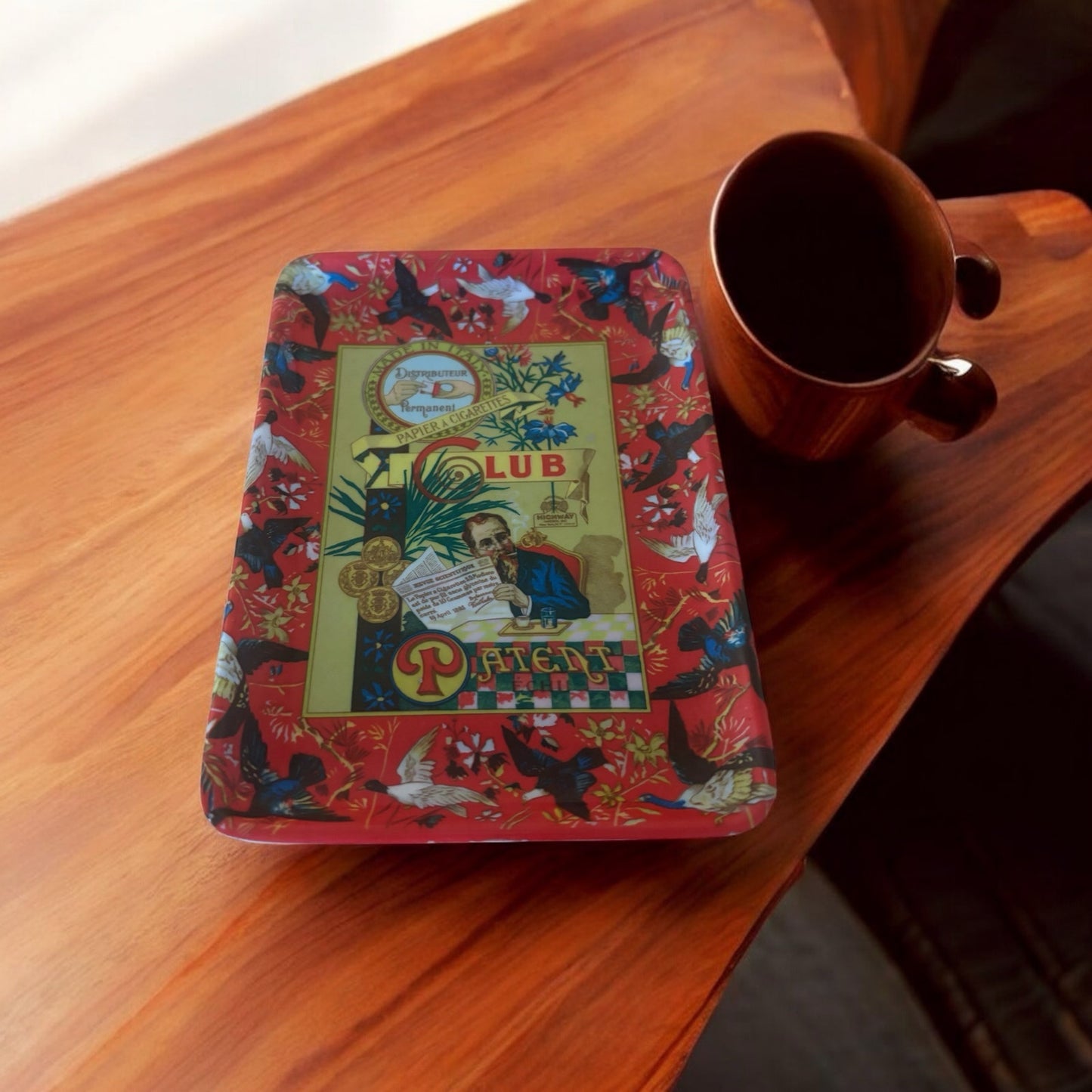 Vintage 1970's Club Modiano “Patent ECHU” Tray – 4” x 6” Made in Italy, Cigarette Paper Design