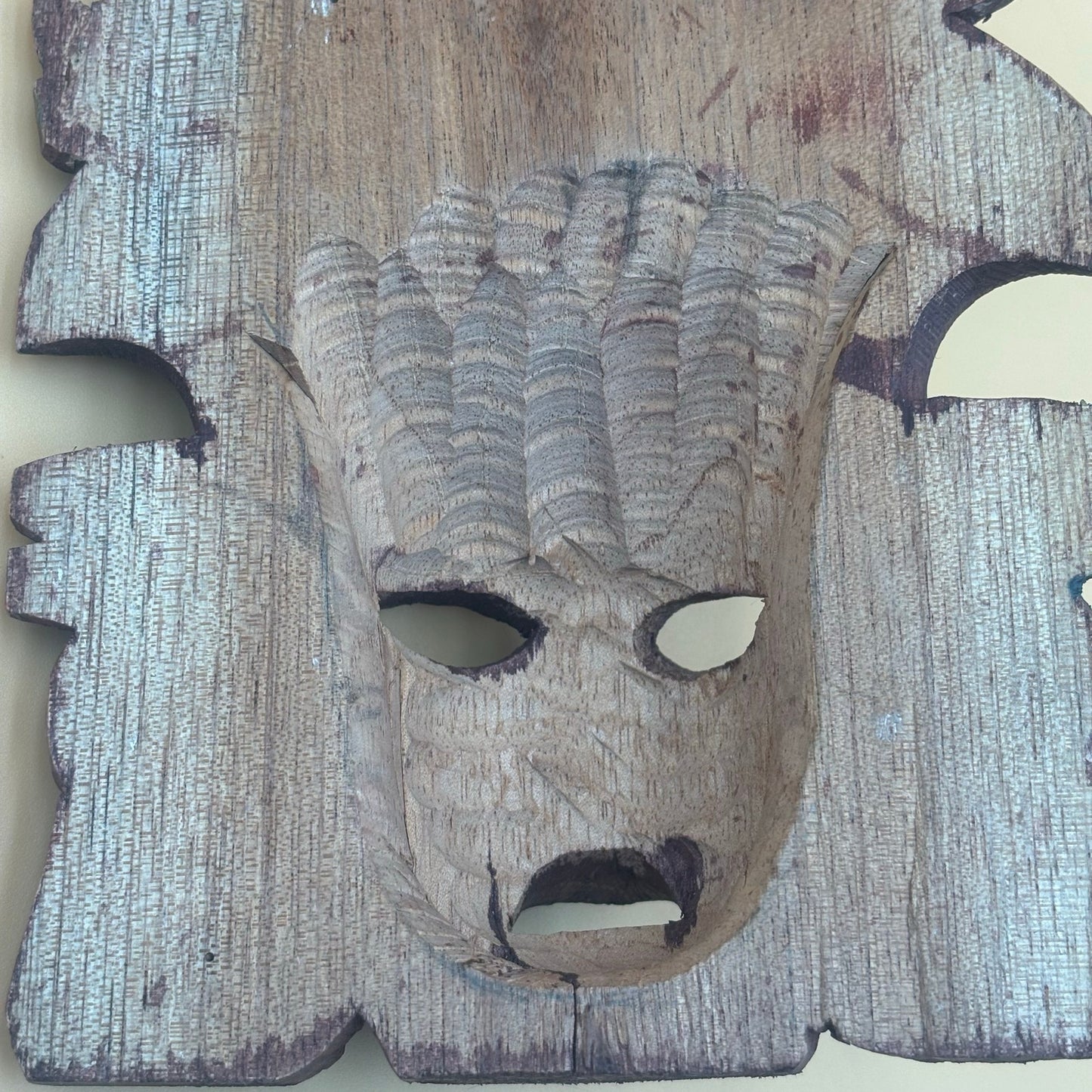 Mesoamerican Hand-Carved Warrior Mask/Wall Plaque - Turtle & Serpent Wall Art