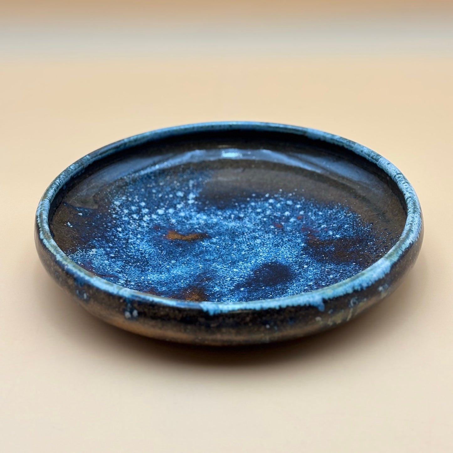 Vintage Studio Pottery Galaxy-Like Blue Glazed Bowl