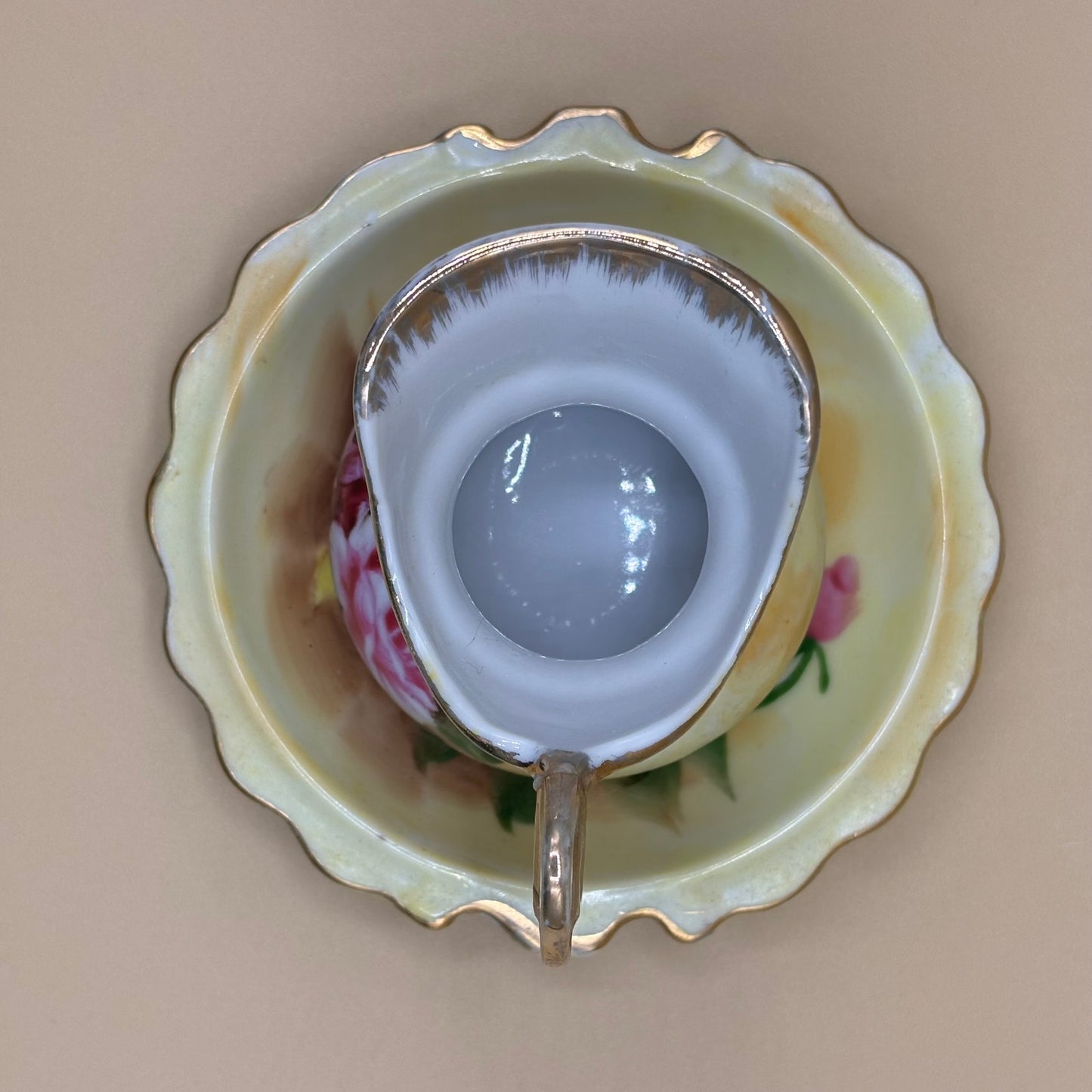 Vintage Enesco® Porcelain Mini Pitcher and Bowl Wash Basin Set w/Pink Roses E2359