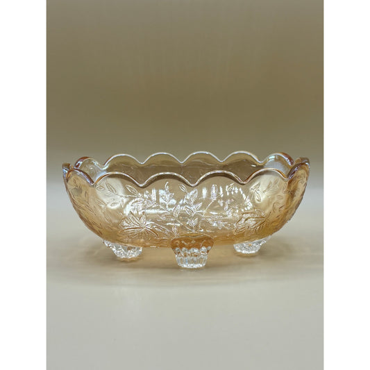 Iridescent Louisa Pattern Candy Dish - Beautiful Decorative Bowl Peach Yellow and Gold