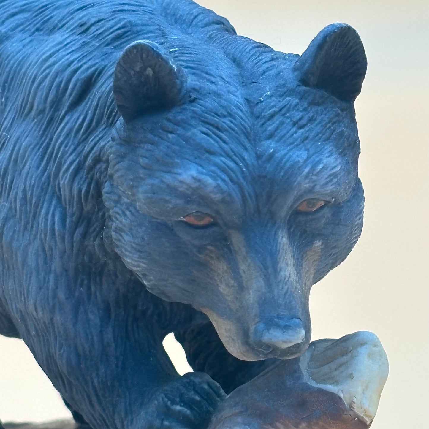 Vintage Lefton China Black Bear Figurine Branch with Berries Hand Painted