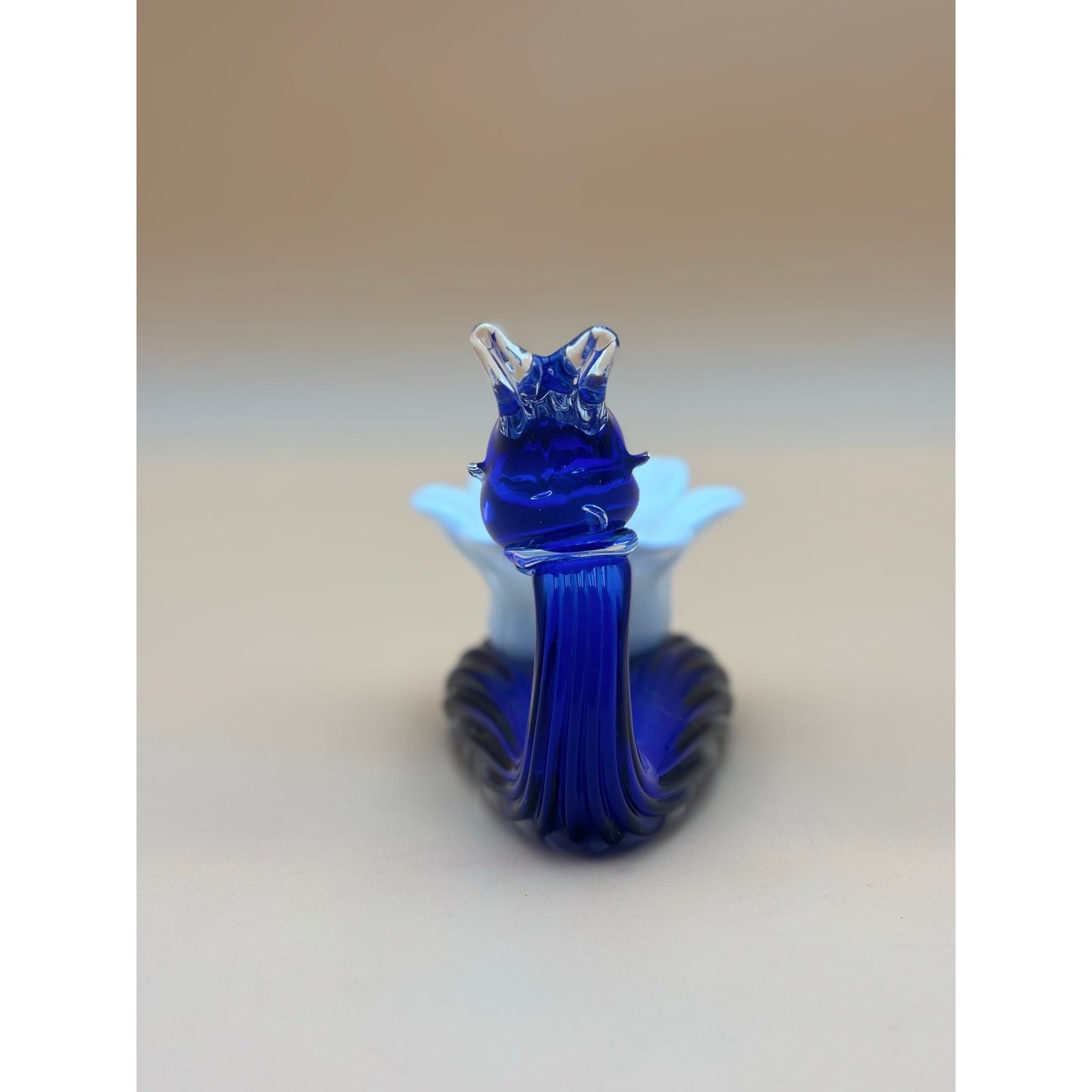 Hand-Blown Unique Blue Glass Fish Tealight Holder