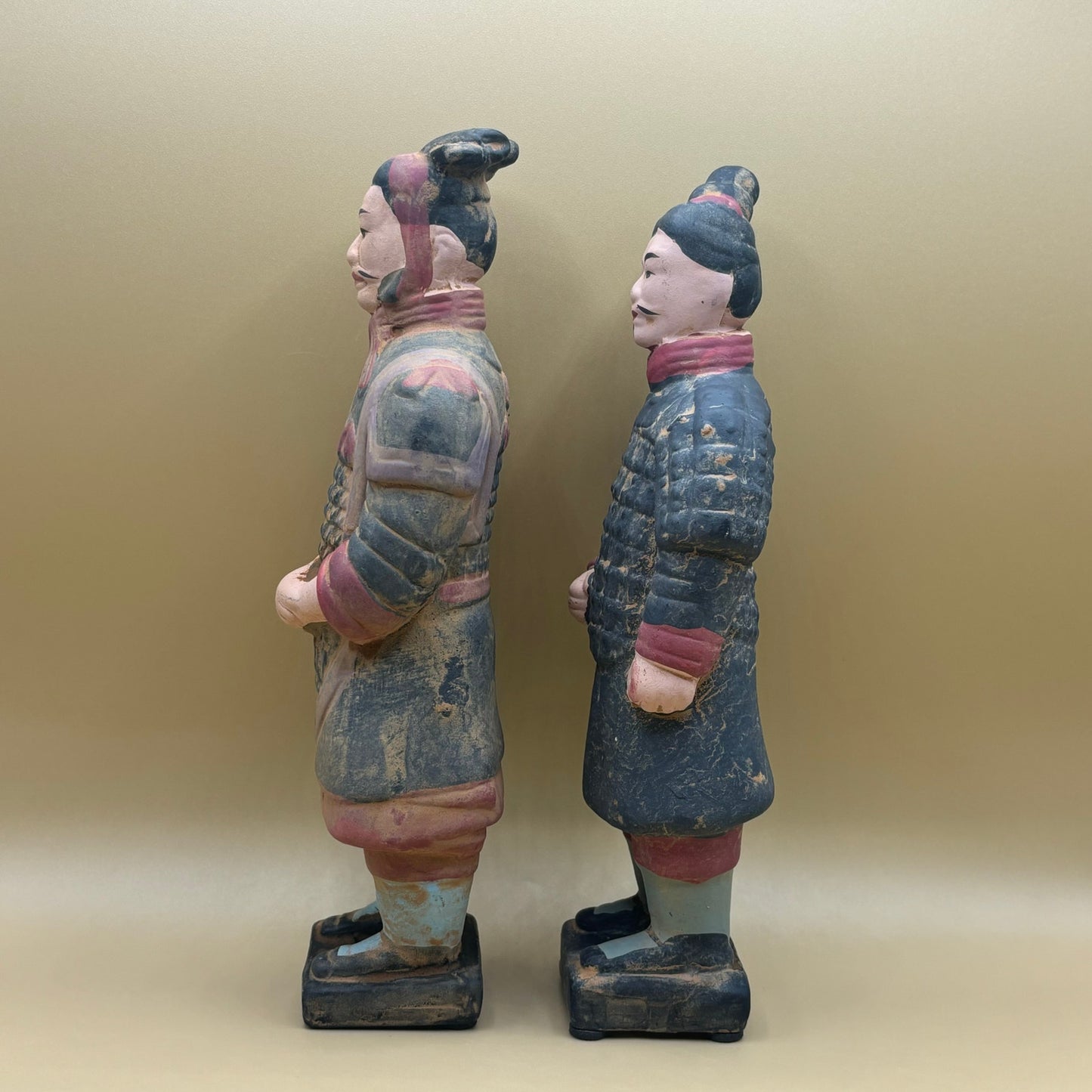 Vintage Chinese Terracotta Warrior Figurines - Set of 2