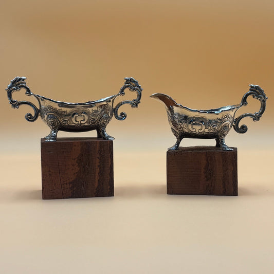 Vintage Silver-Plated Corbell and Co. Footed Creamer and Sugar Bowl Set - Made in Japan