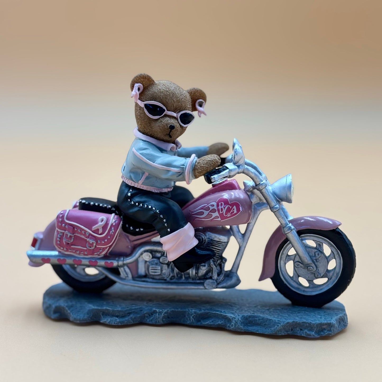 On the Road for a Cure Teddy Bear Motorcycle Figurine