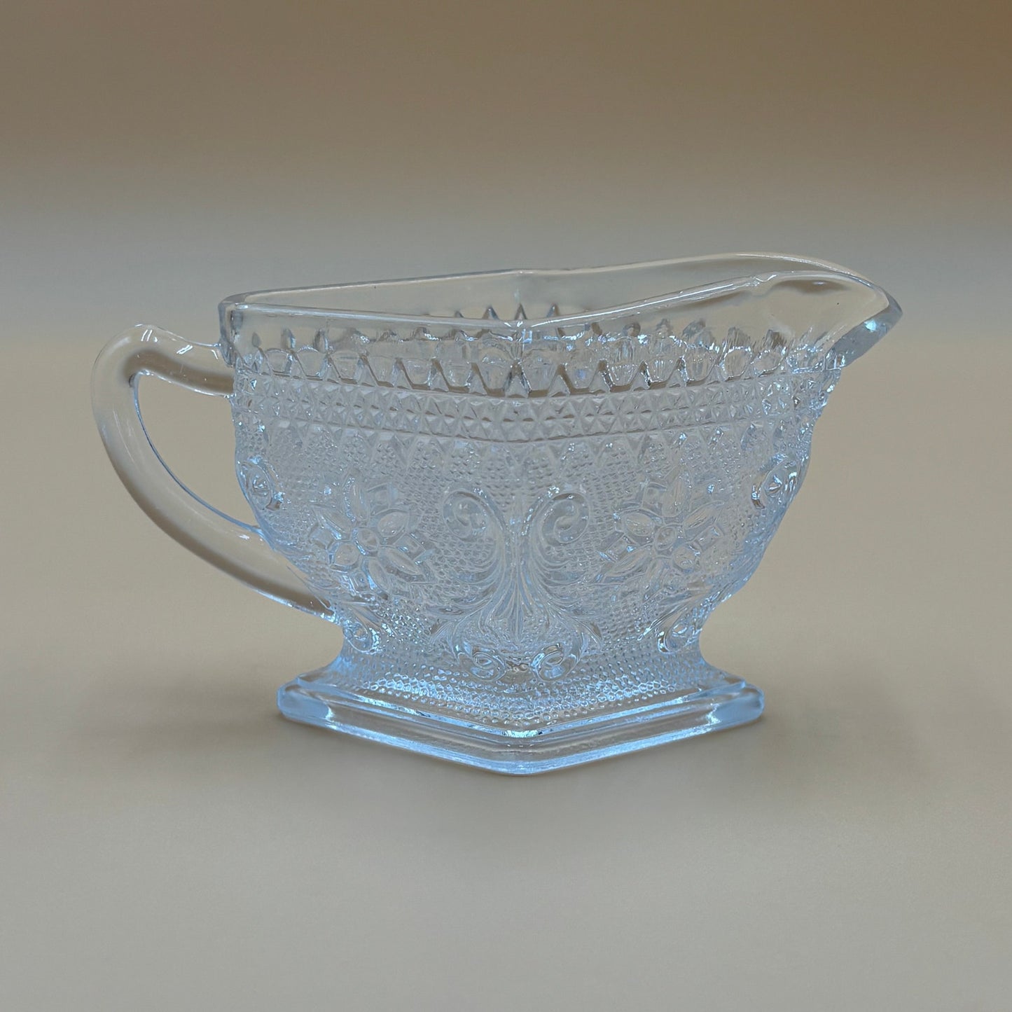 Vintage Indiana Glass Diamond Pattern Sugar and Creamer Set