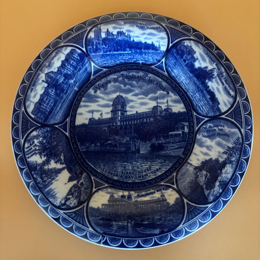 Vintage Staffordshire England Blue & White Plate - Thousand Islands NY