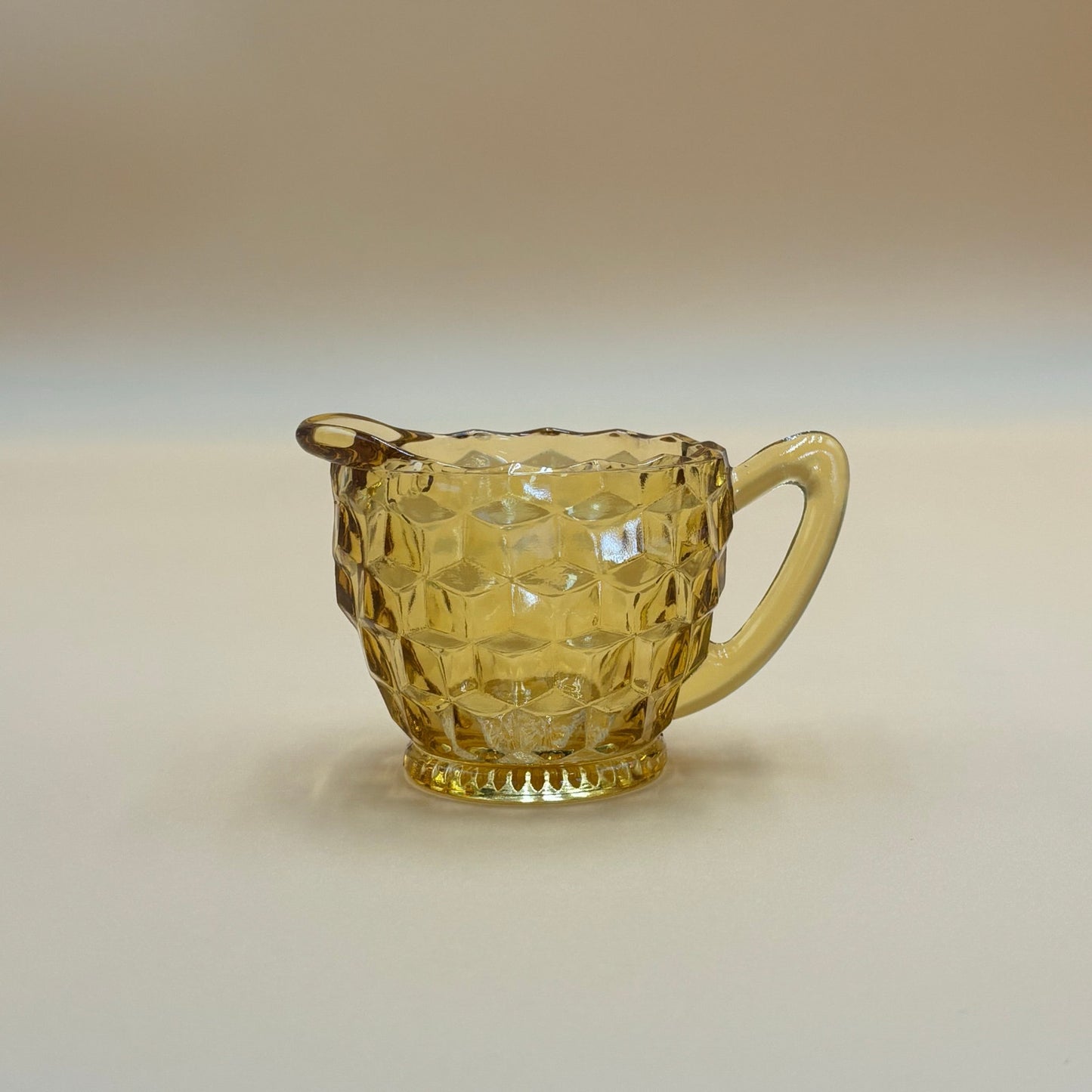 Vintage Jeannette Depression Glass Creamer - Cubist Amber Pattern
