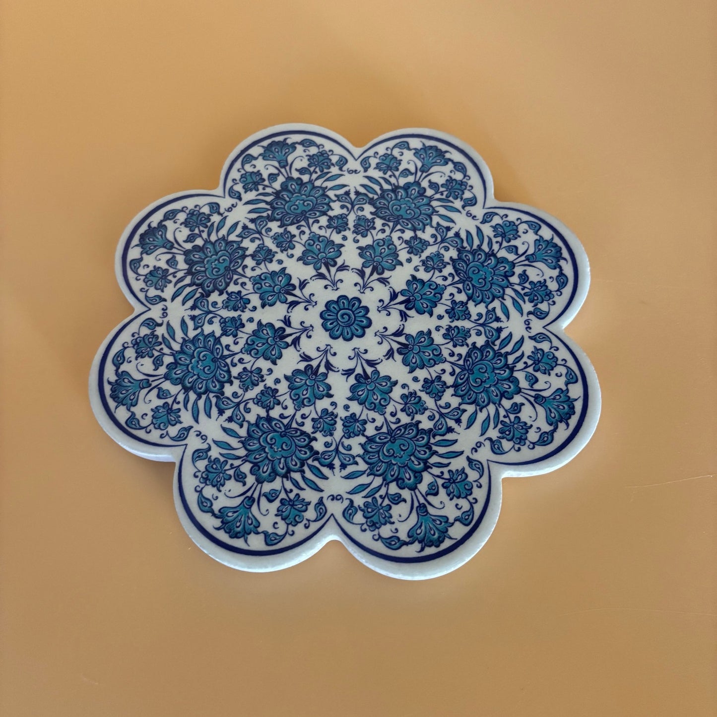 Istanbul Street Bazaar Iznik Turkish Ceramic Trivet – 7.25” Floral Tile