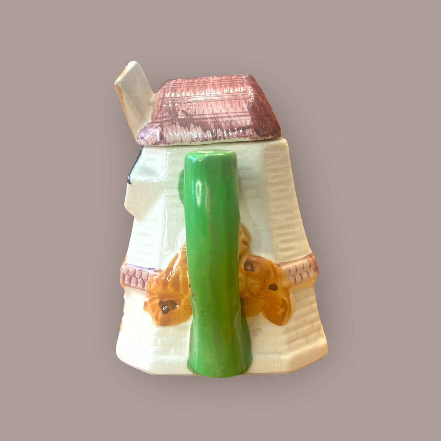 Vintage Japanese Windmill Teapot - Hand-Painted Cottage Design, Mid-Century