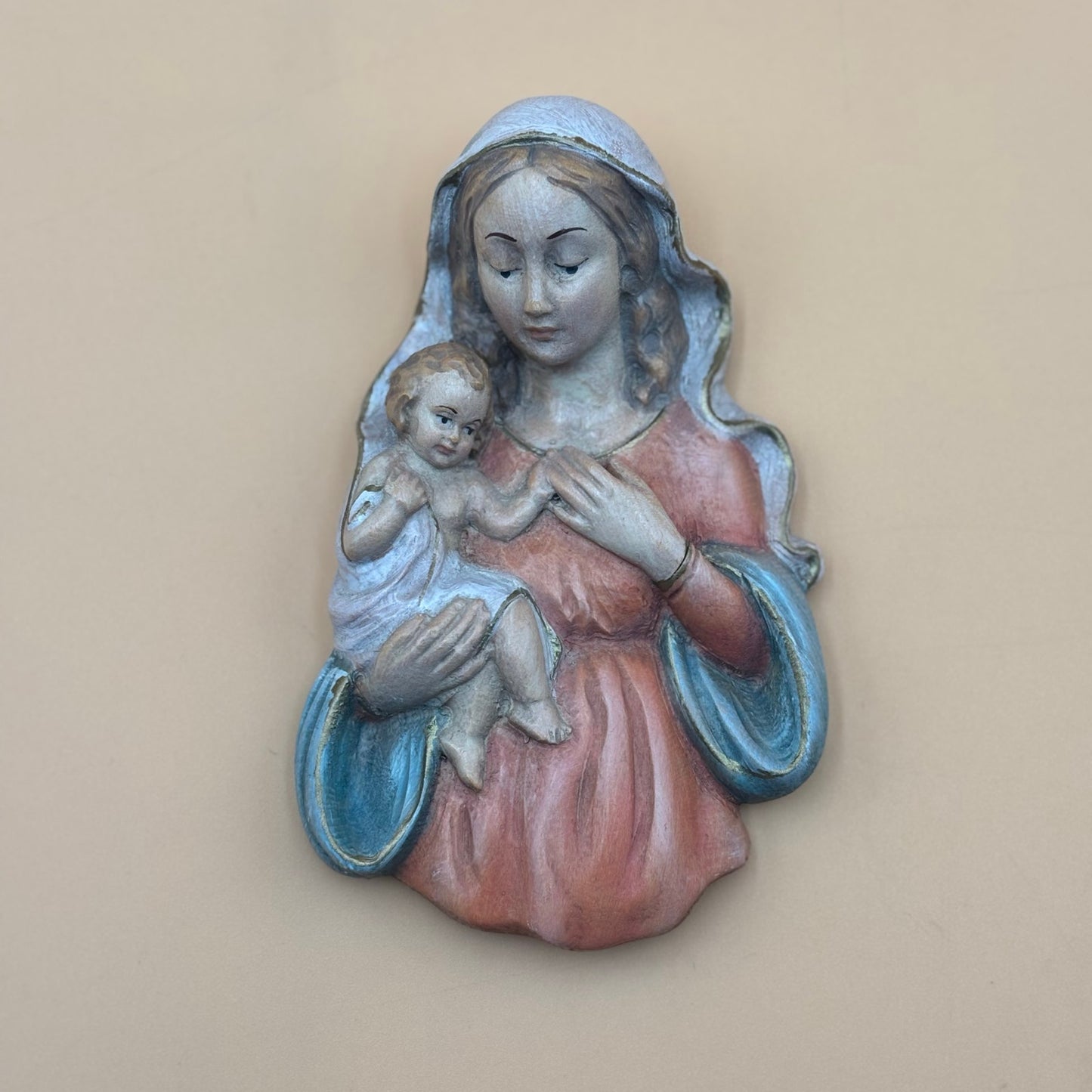 W. u. M. Heinzelier Wood Carved Madonna and Child — Oberammergau Germany