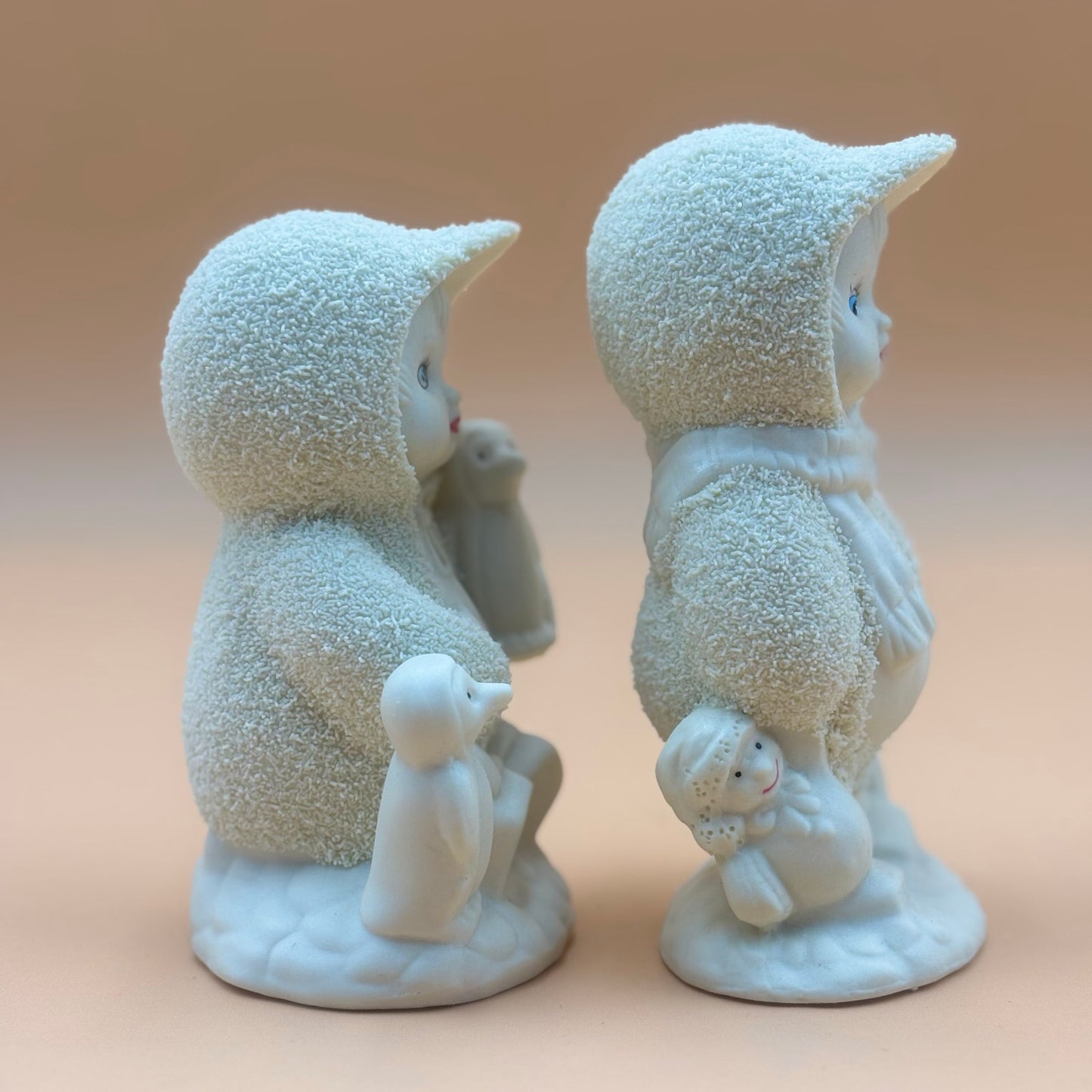 Set of Two Textured Snow Friends with Penguins – Winter Figurines