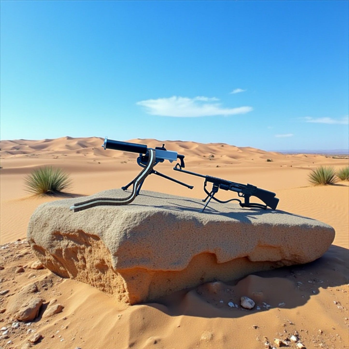 Vintage 1:6 Scale G.I. Joe / Action Soldier Weapons Lot – Tripod Heavy Machine Gun & BAR Rifle