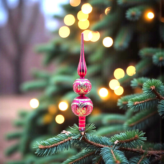 Waterford Charisma Red Glass Tree Topper 12 in.