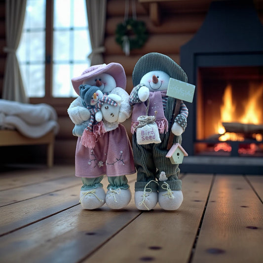 Winter Friends Snowman Couple Plush Décor – 18” Tall
