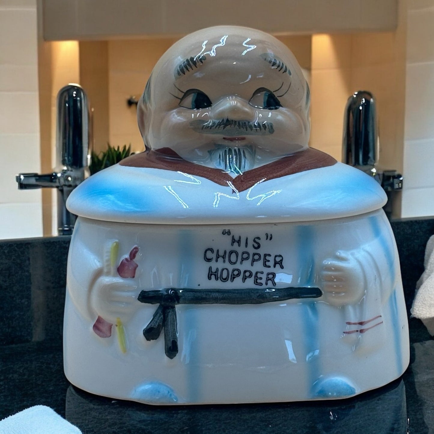 Vintage “His” Chopper Hopper Ceramic Jar