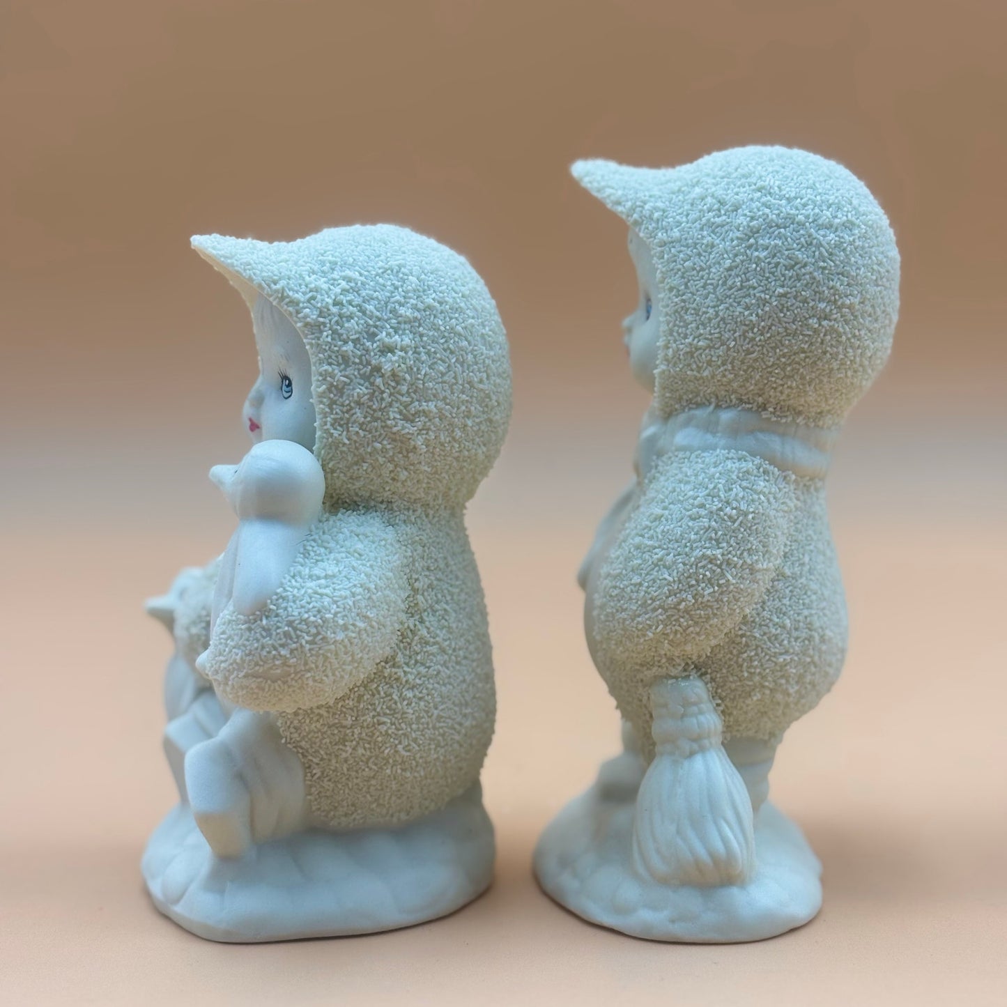 Set of Two Textured Snow Friends with Penguins – Winter Figurines