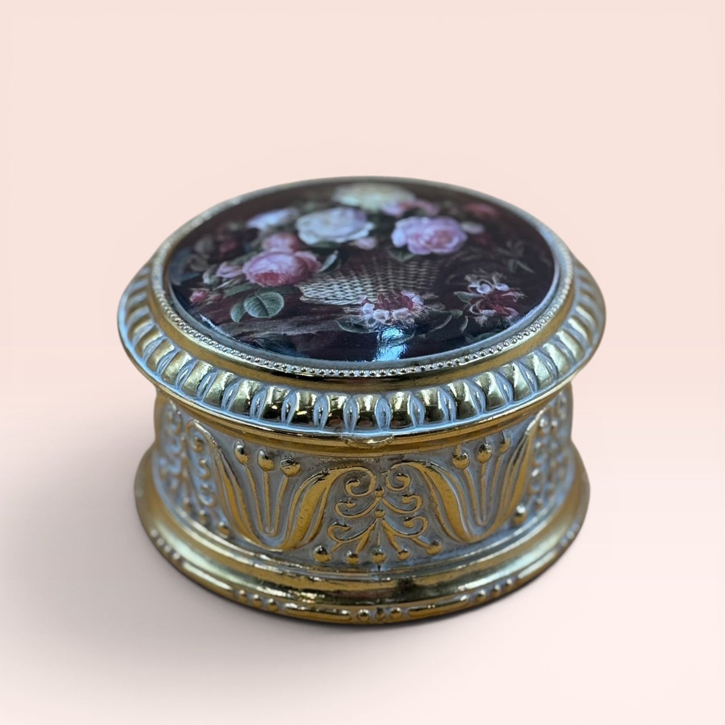 Vintage San Francisco Music Box Floral Trinket Box Plays I Will Wait For You