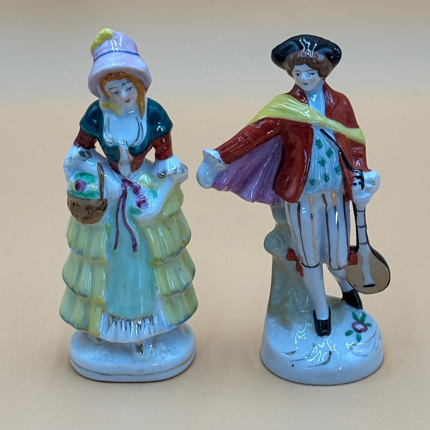 Vintage Occupied Japan Figurines - Colonial Lady & Musician (Set of 2)