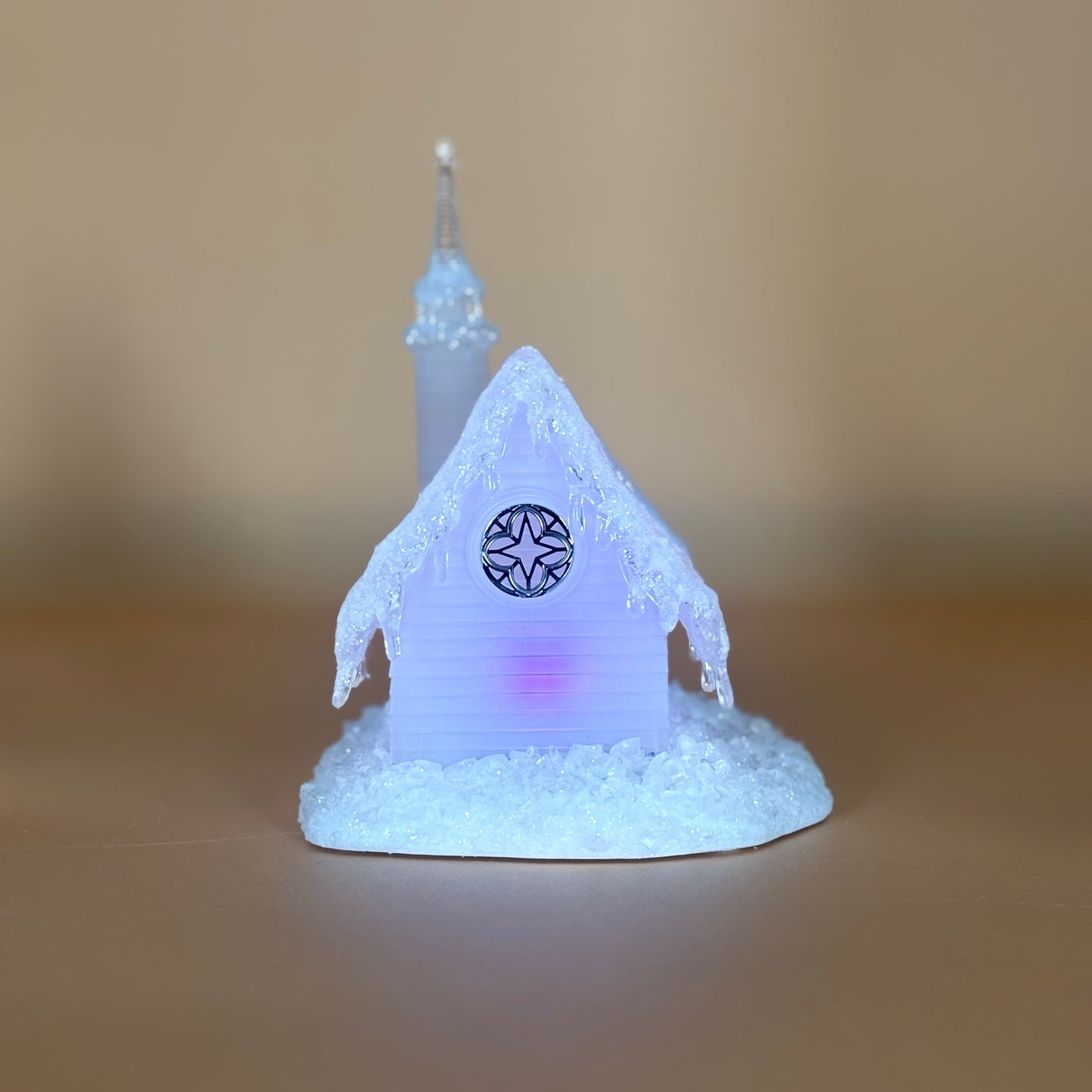 Holiday Ice Sculptures Ice Village Church – Color Changing Light-Up Christmas Décor