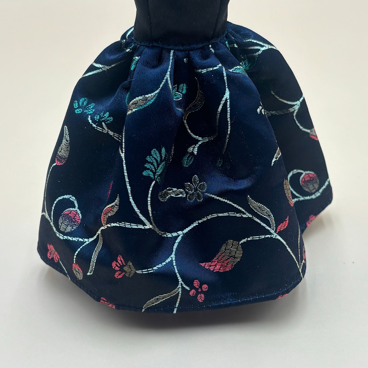 Mini Dress Form Photo/Card Holder - Black Floral Embroidery