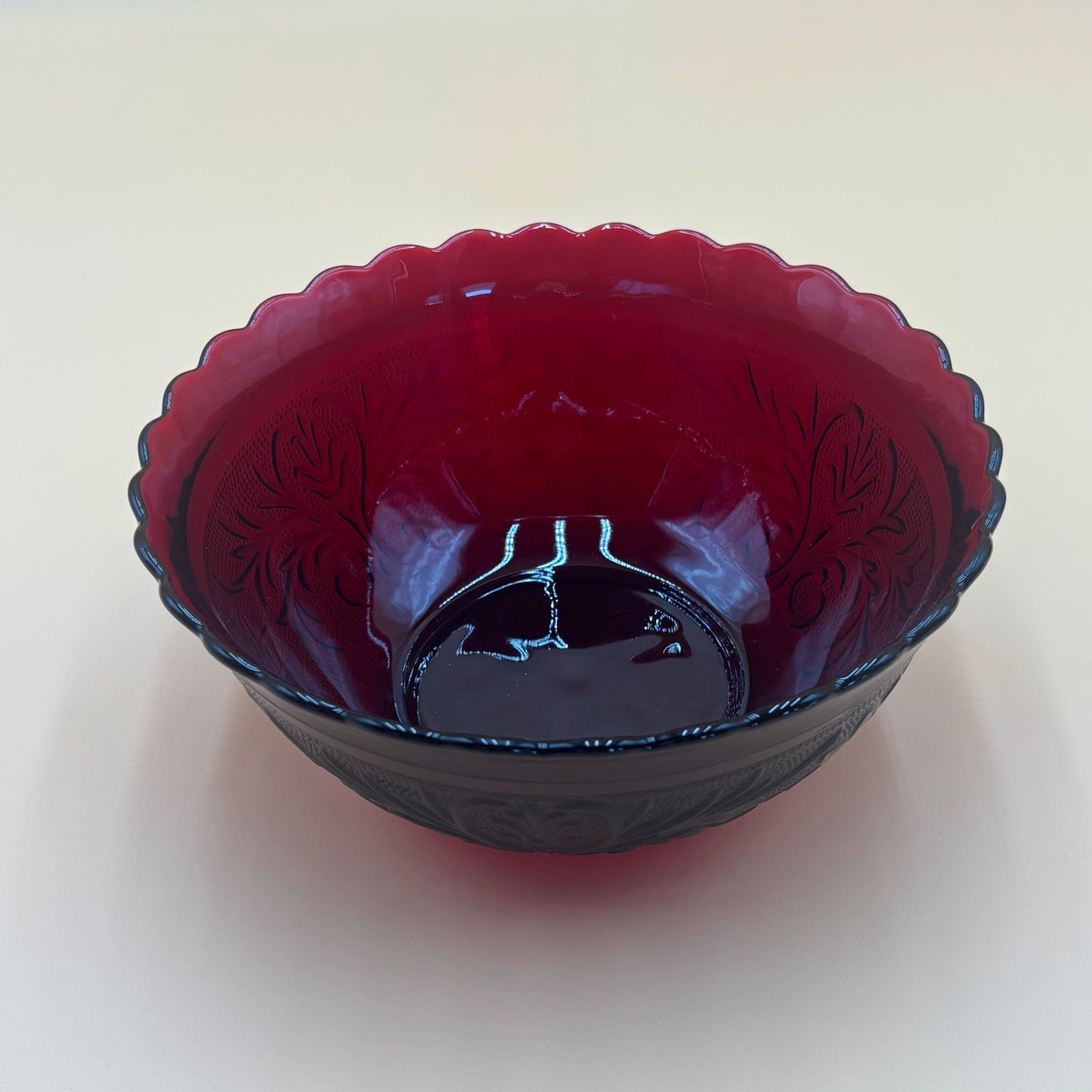 Vintage Royal Ruby Red 8" Depression Glass Sandwich Bowl, Anchor Hocking