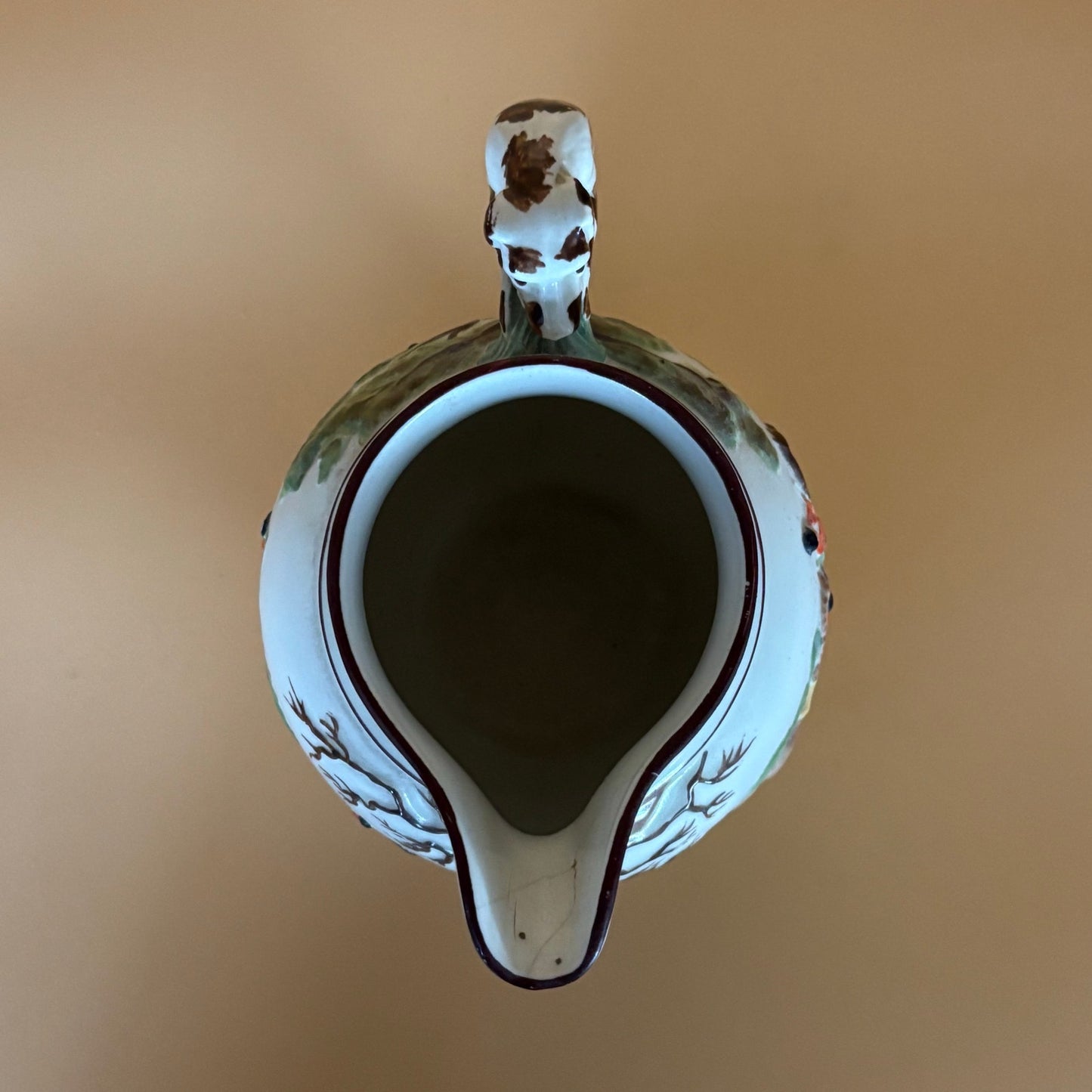 Antique Staffordshire Style Fox Hunt Pitcher with RARE Staple Repair