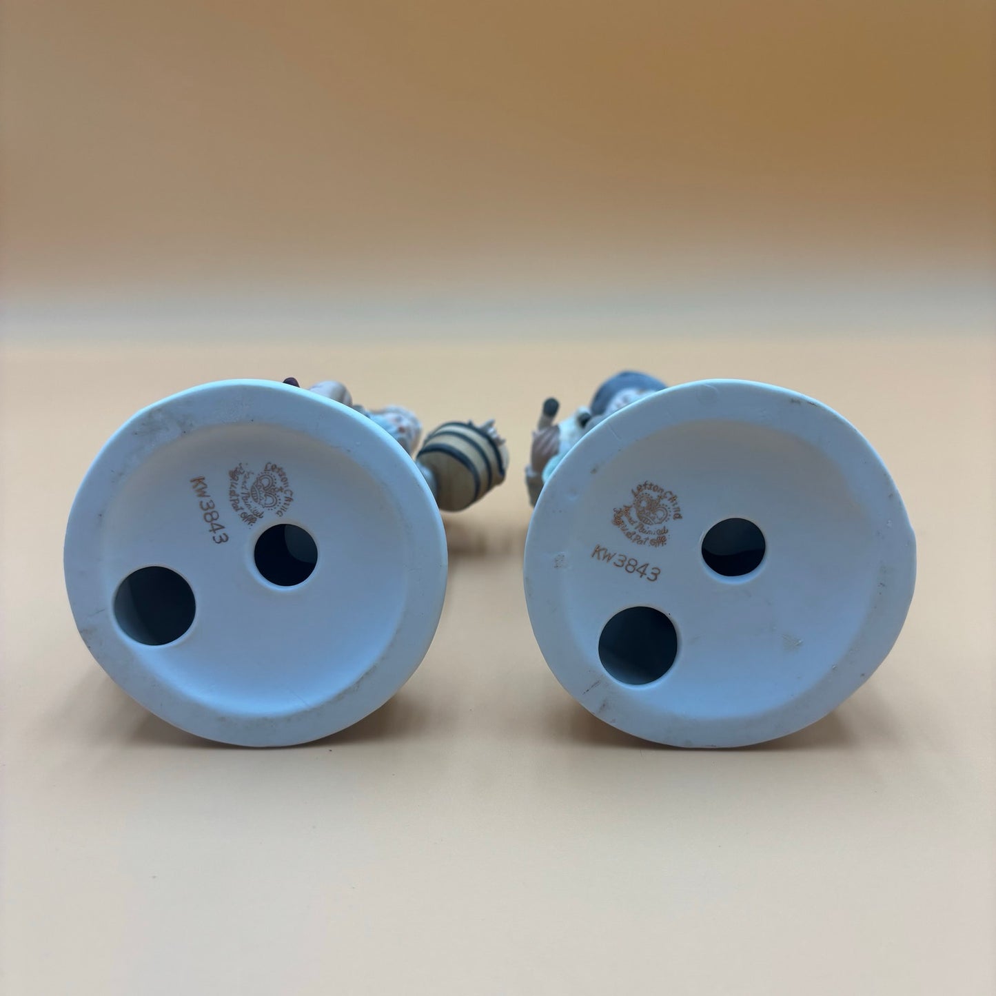 Lefton China KW3843 Hand-Painted Figurine Pair – Basket & Lamb Theme