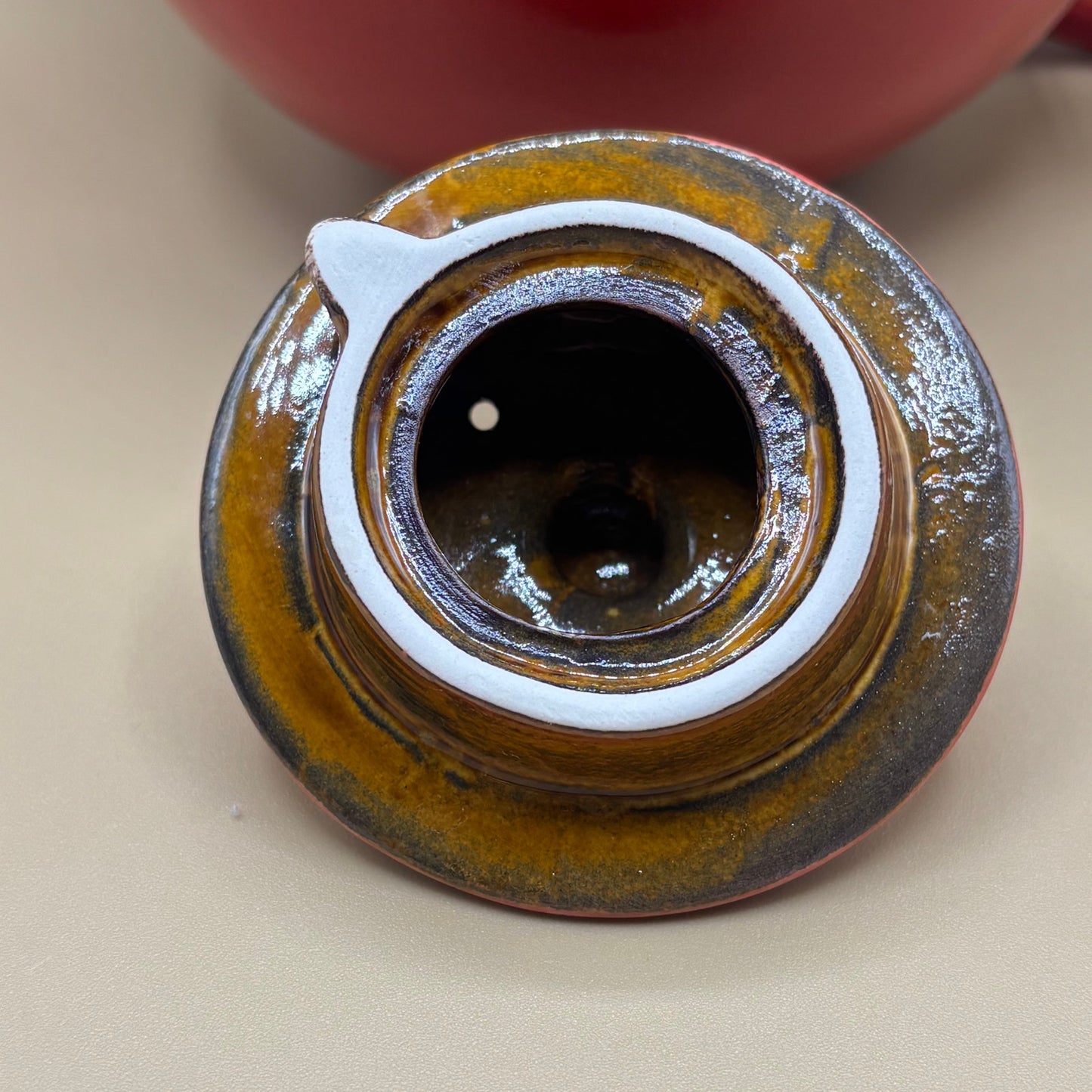 📦 Burton+Burton Red Sunflower Ceramic Teapot Collectible Home Decor