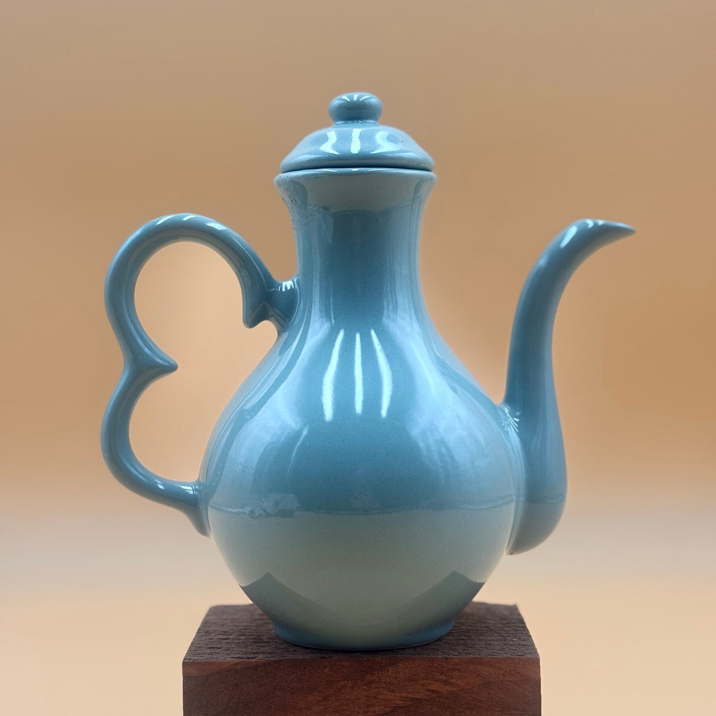 Sage Green Vintage Japanese Sake Pitcher with Bird Motif