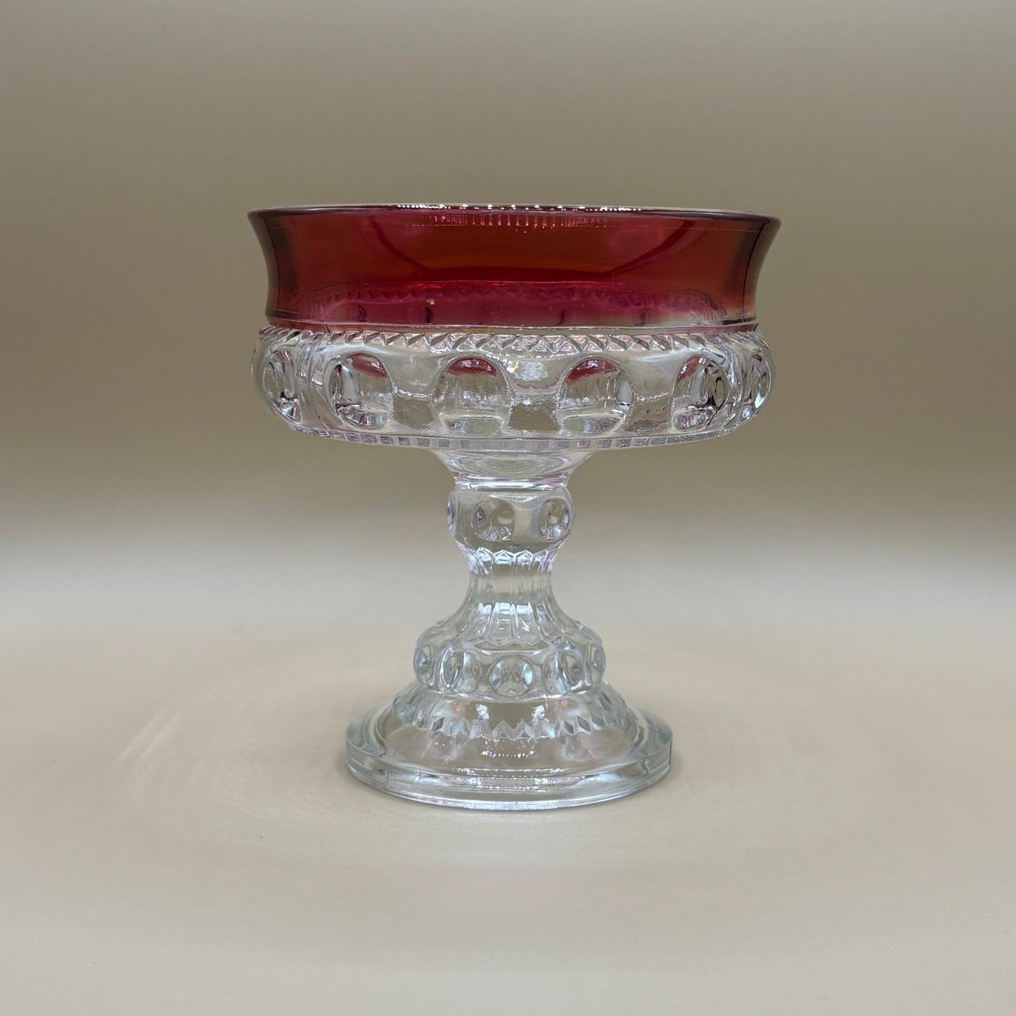 Vintage Kings Crown Ruby Flash Compote/Candy Dish
