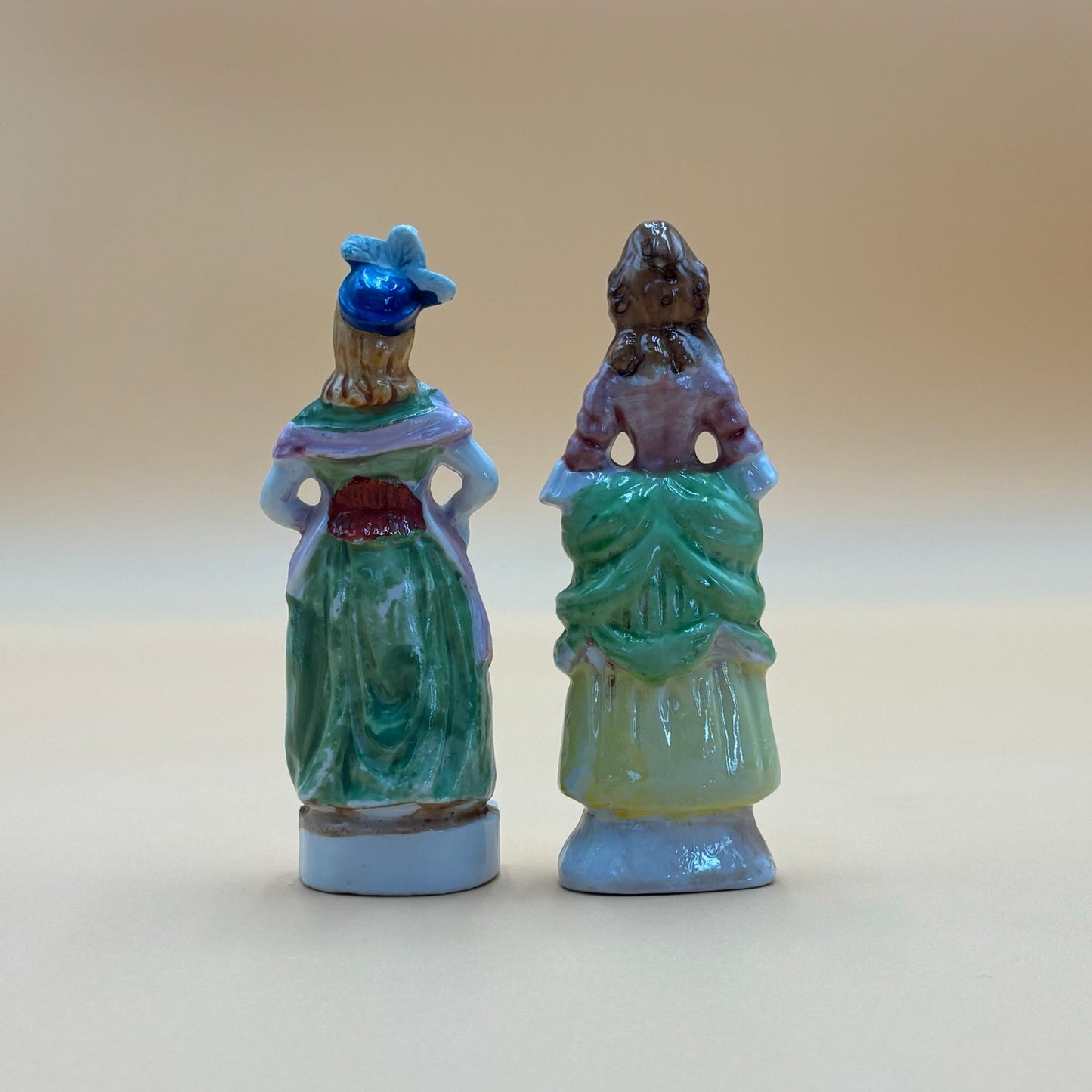 Vintage Japanese Colonial Lady Figurines - Hand Painted Porcelain Pair