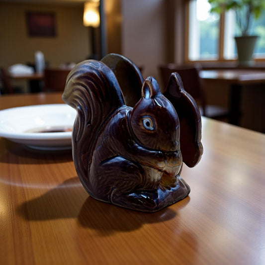 Vintage Brown Glazed Squirrel Napkin Holder – Ceramic Woodland Decor