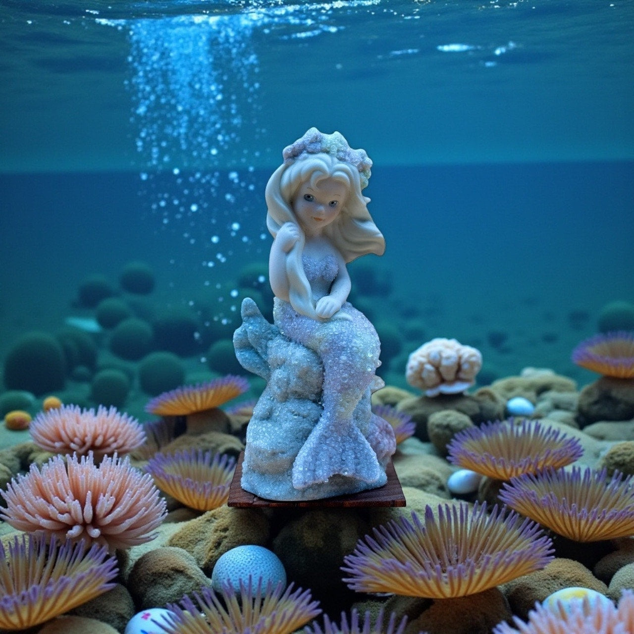 1993 Enesco Coral Kingdom Athena Mermaid Shimmer Stone Figurine