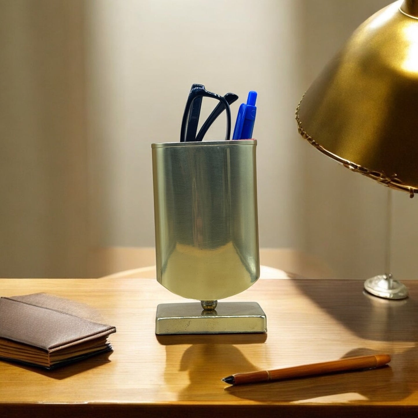 Vintage Brass Pen/Eyeglass Holder - Desktop Organizer