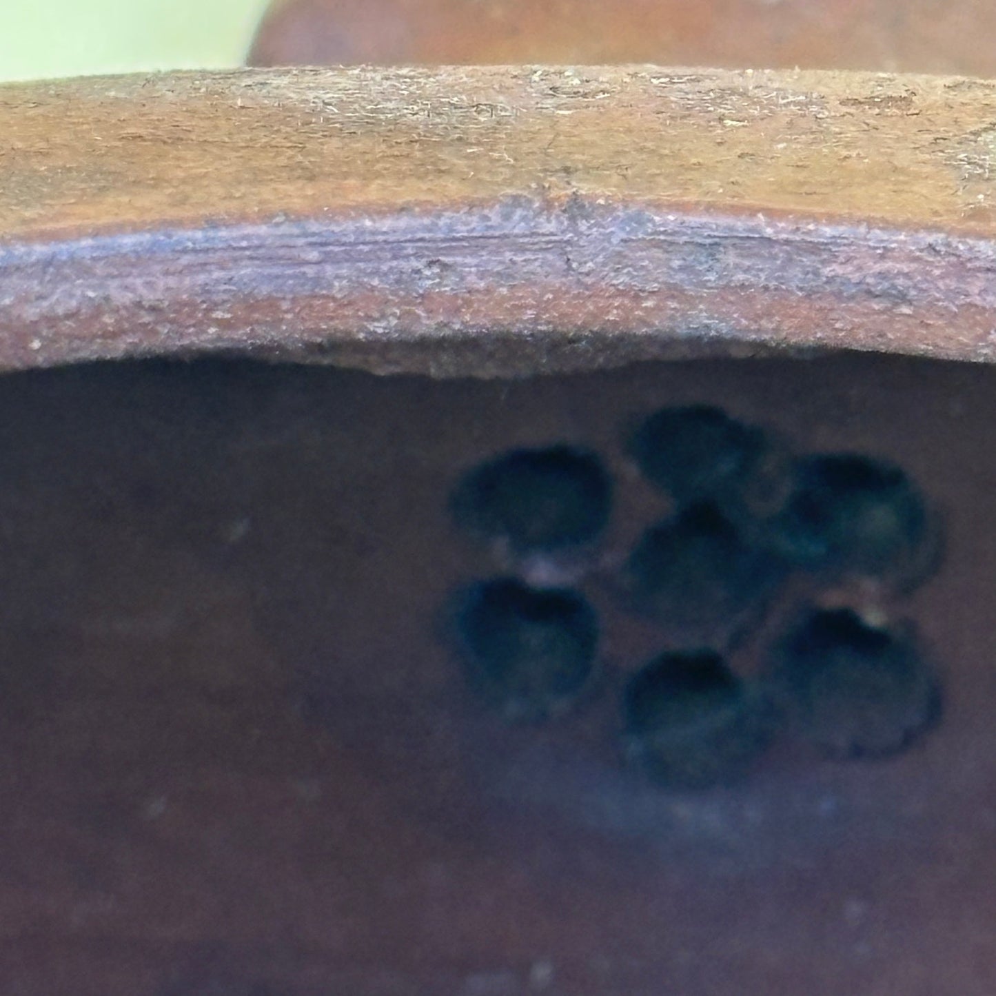 Antique Chinese Yixing-Style Red Clay Teapot Set – 4 Fair Cups & 4 Saucers with Etched Characters