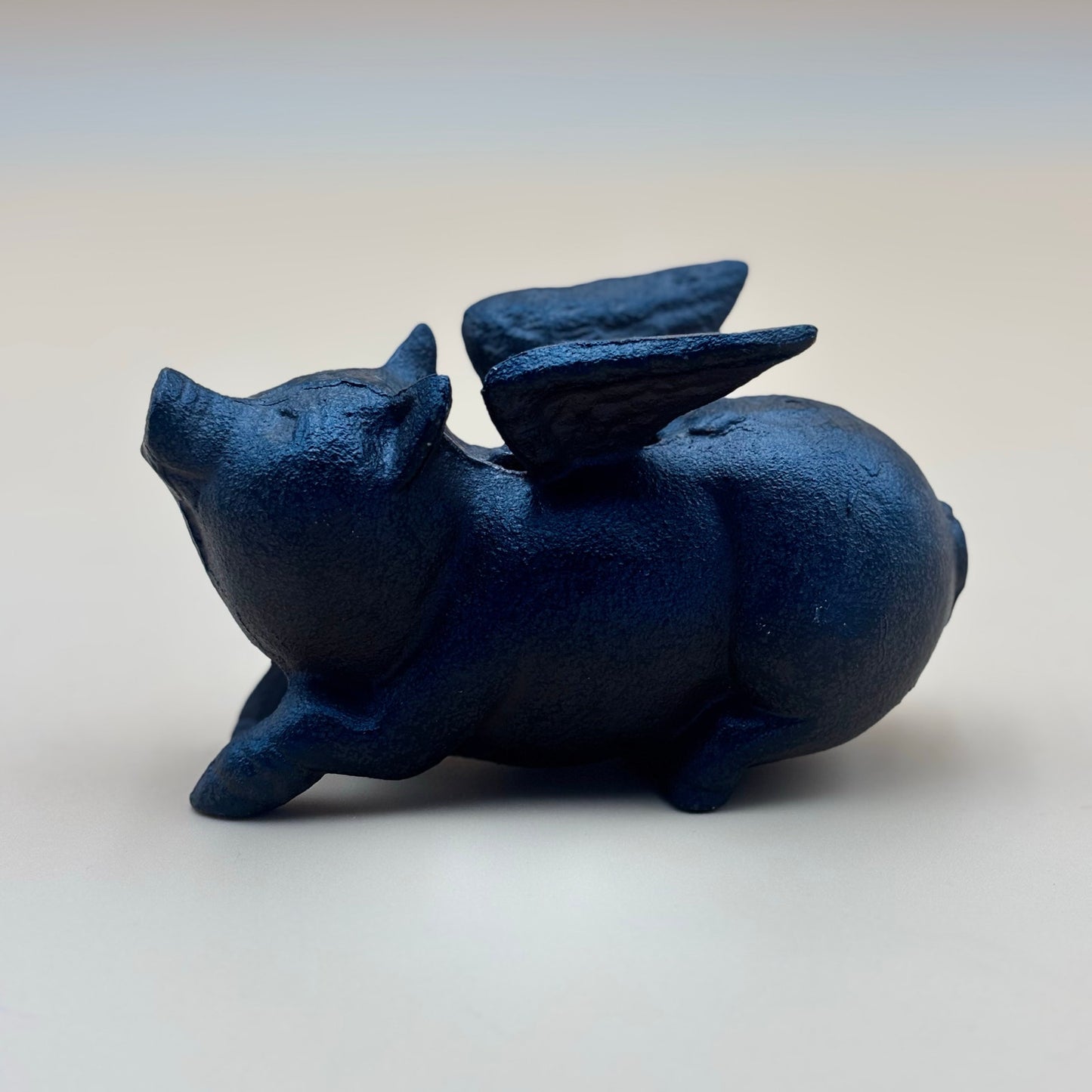 Cast Iron Flying Pig Coin Bank — Vintage Collectible