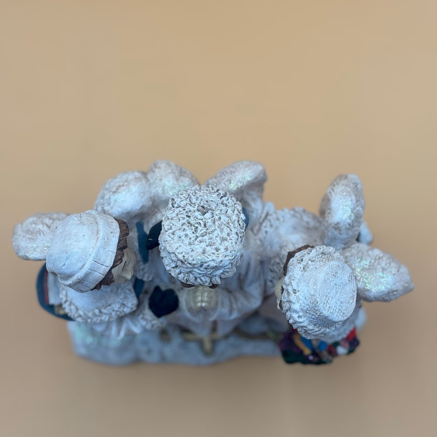 Three Angels Christmas Figurine with Gifts and Glitter Accents