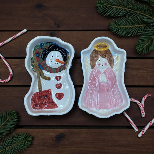 Bico China Snowman & Angel Holiday Dishes – Set of 2